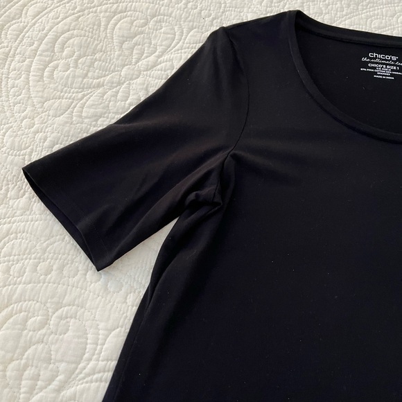 Slight scooped neck Chico’s top. Year round basic you will go to again & again. - Picture 3 of 4